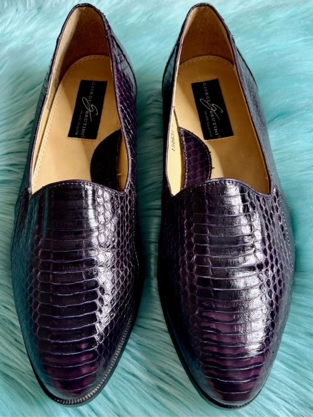 Giorgio Brutini Snake Skin Purple Vintage Loafers Men’s Size 11 Dress Shoes